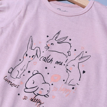 PINK RABBIT CATCH ME HALF BODY HALF SLEEVES ROMPER